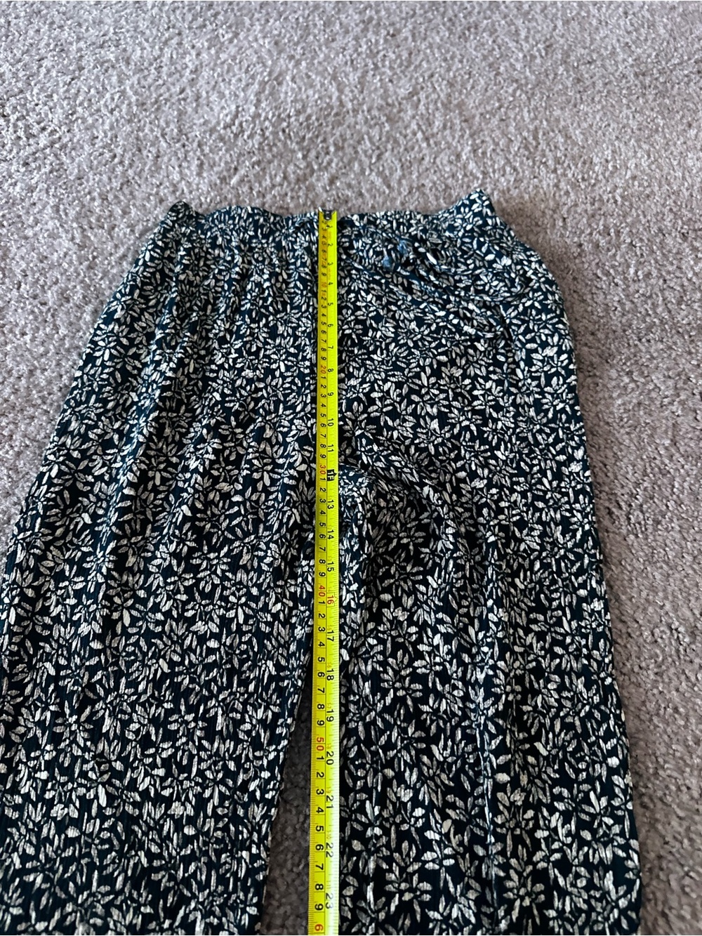 Vintage green & White Floral Wide-Leg Pants 80s or 90s - Picture 6 of 6